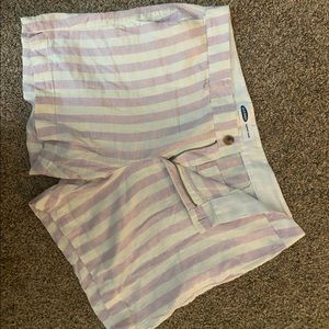 Light purple and white stripped linen shorts